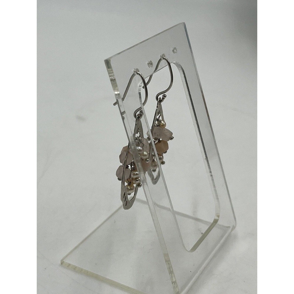 Silpada Earrings W2211 Blush Grape Pink‎ Soapstone Pearl Quartz Dangle Silver - Picture 7 of 12